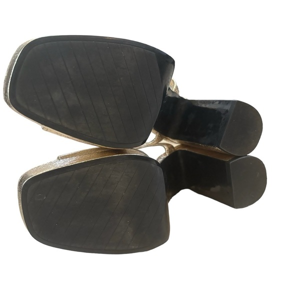 Zara Gold Shimmer Metallic Platform Open Toe Ankle Strap Heel Sandals Size 6.5 - Picture 10 of 10